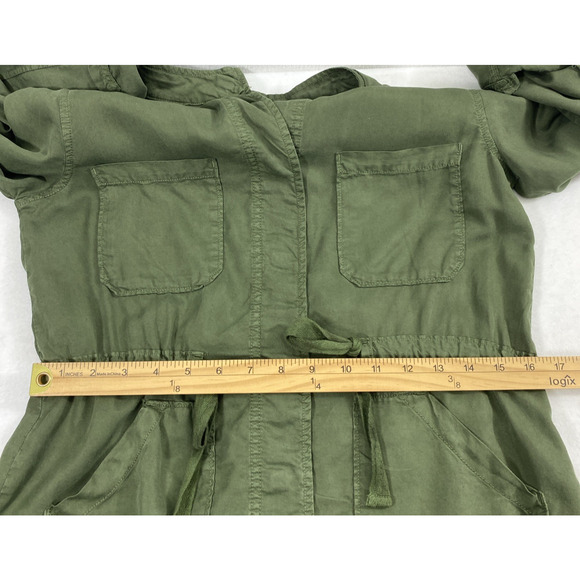 Sanctuary Jacket Womens Small Military Green Drawstring Waist Pockets Snap Up - Picture 9 of 11